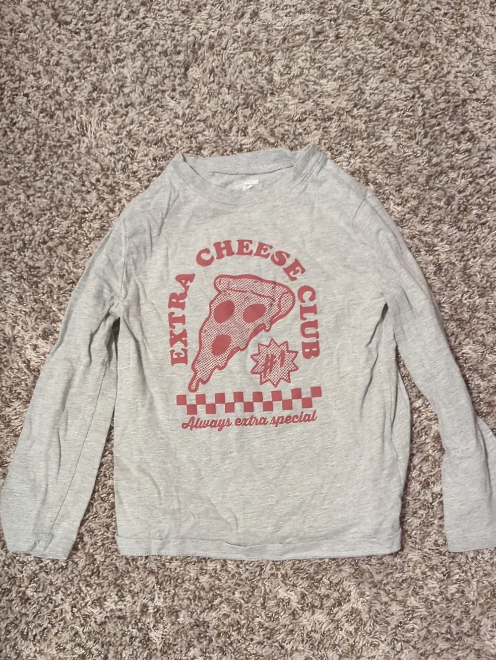 Kids' Gray Pizza Long Sleeve Tee